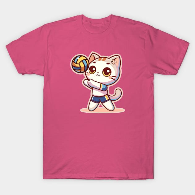 Cute Kitty Volleyball Player T-Shirt by Volleyball Merch